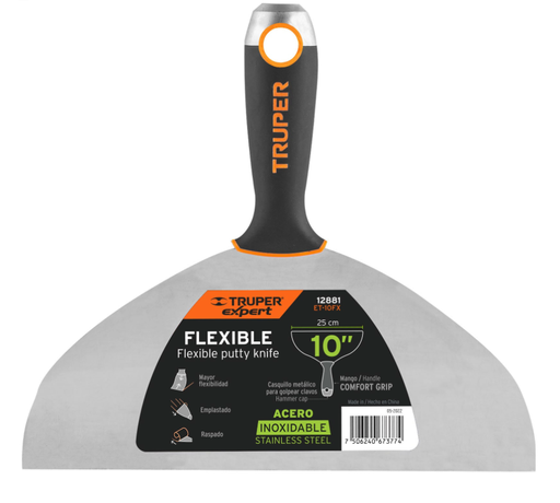 ESPÁTULA FLEXIBLE 10" ACERO INOX. MANGO COMFORT GRIP, EXPERT