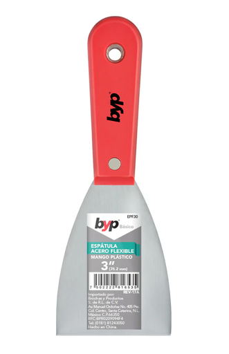 ESPÁTULA DE ACERO FLEXIBLE CON MANGO DE PLÁSTICO 3"