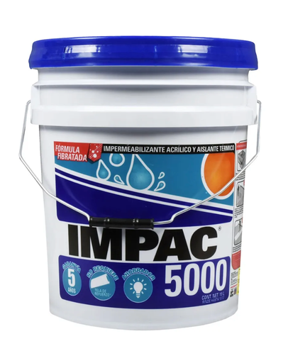 IMPERMEABILIZANTE ACRÍLICO FIBRATADO IMPAC 5000 5 AÑOS BLANCO 19 L